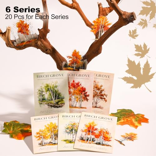 120 Pcs Forest Tree Stickers for Scrapbooking and Journaling - color: Birch Forest