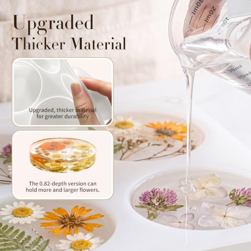 6-Cavity 4 Inches IALTMEI Deep Round Resin Coaster Molds， Upgrade Coaster Molds for Epoxy Resin， Coaster Silicone Molds for Eesin， DIY Craf Flower Bouquet Preservation