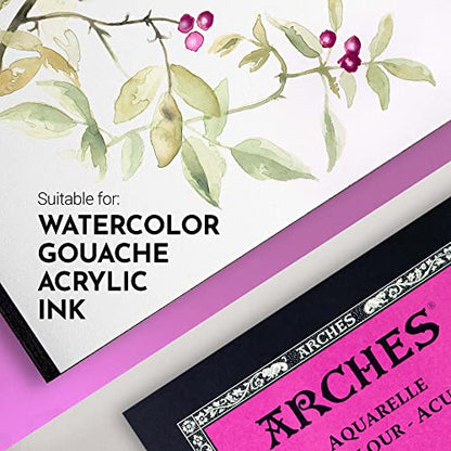 Arches Watercolor Pad 9x12 Inches 140lb/300gsm Hot Press, White - size: 9"x12", style: Hot Press