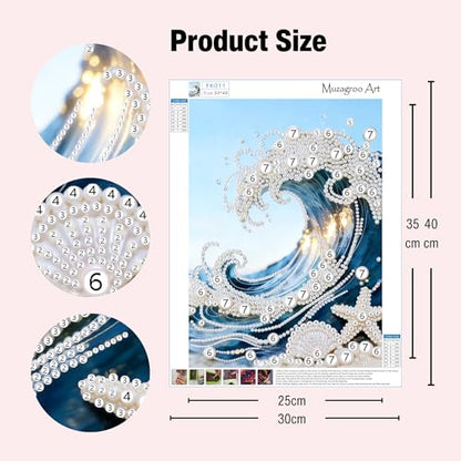 Muzagroo Art Pearl Diamond Paintings Kits for Adults Special-Shaped Sea Waves Diamonds Art Kits for Beginners Diamond Art Paintings Gem Art Kits Diamond Dots Kits 30x40cm (Waves) - color: Waves