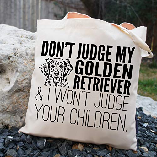 Pet Studio Art Don't Judge My Dog Tote Bag - color: Golden Retriever