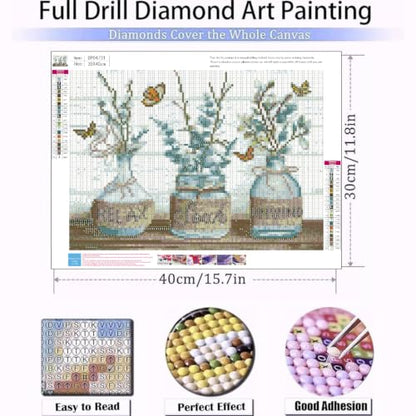 Green Botanical Diamond Art Kits for Adult diamond painting kits for adults | DIY Flower Painting Diamond Painting Kits 5D Diamond Dots Gem Art Crafts with Tools,Round Full Drill 12x16inch - color: DP04731