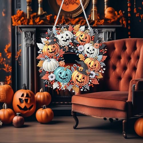 RYMILIE Halloween Diamond Art Kits for Adults Pumpkins 8x8inch - color: DP01266