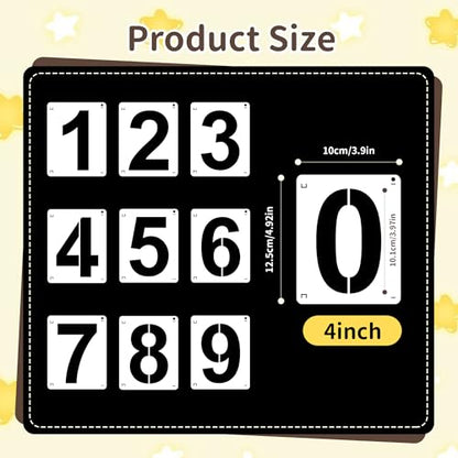 4Inch Number Stencils,10Pcs Plastic Stencils Reusable Curb Stencil Kit | Washable 0-9 Large Number Stencil for Address Painting,Digital Templates for Spray Painting,DIY Crafts,Address Signs - size: 4Inch
