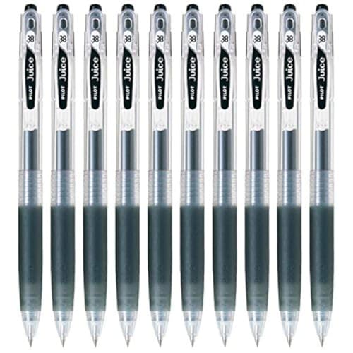 Pilot Juice 038 Retractable Gel Ink Pen (LJU-10UF), Ultra Fine Point, 0.38mm, Black Ink, Set of 10