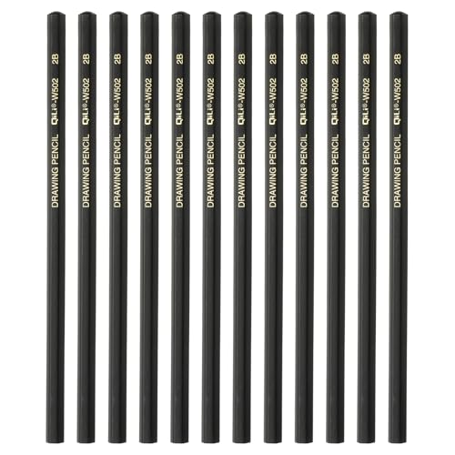 PATIKIL 12Pcs 2B Drawing Pencils for Sketching, Hexagonal Sketch Pencils for Drawing Writing Art Sketching Artists Beginners, Black - style: 2B