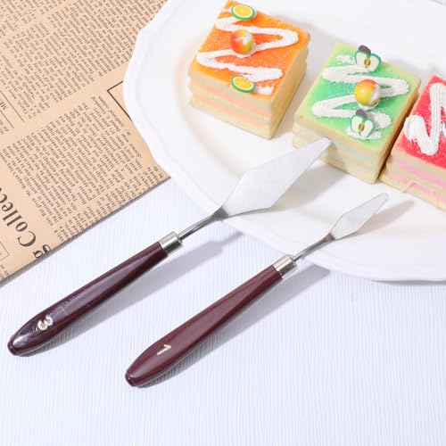 5 Pcs Cake Cream Spatula, Stainless Steel Cake Apatula Palette Knife Offset Spatula Baking Pastry Tool for Cakes Fondant Chocolate