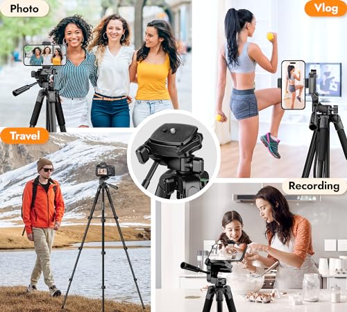 JOILCAN Phone Tripod Stand - 67" Aluminum Extendable Tripod with Remote - color: Dark, size: 67 Inch