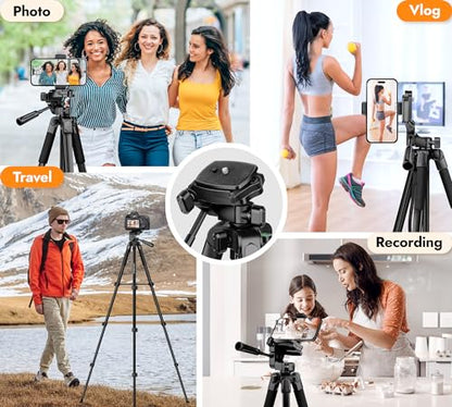 JOILCAN Phone Tripod Stand - 67" Aluminum Extendable Tripod with Remote - color: Dark, size: 67 Inch
