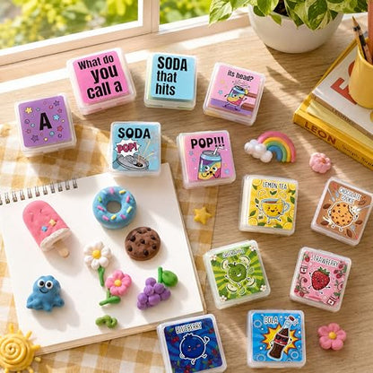 24 pcs Scented Kneaded Erasers Set, Kneadable Art Erasers in Individual Plastic Cases, Soft Moldable Drawing Eraser for Sketching, Charcoal, Graphite, Clean Erasing Stationery (24, Soda Theme) - color: Soda Theme