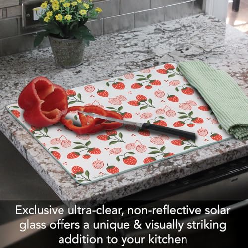 CounterArt Tooty Fruity 3mm Tempered Glass Cutting Board 12" x 15" | Serving Board, Charcuterie Board - color: Tooty Fruity