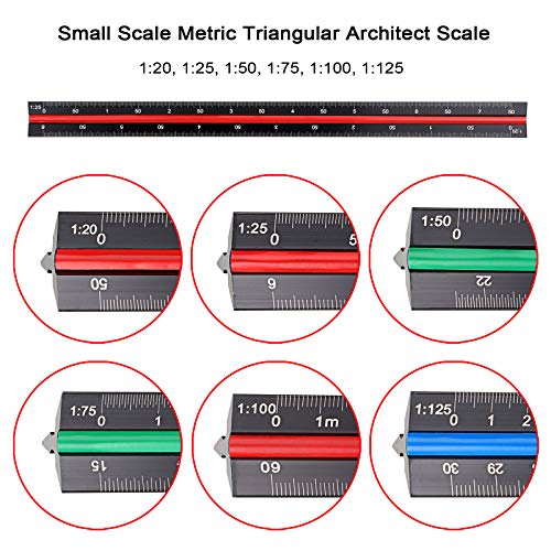 OwnMy 3 Pack 30CM Solid Aluminum Triangular Architect Scale Ruler Set | 3-Colors-Groove Architectural and Engineer Scale Metal Rulers, Clear Scale Metal Drafting Rulers for Civil Engineer Blueprint - style: Metric Scale