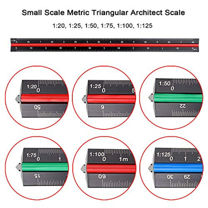 OwnMy 3 Pack 30CM Solid Aluminum Triangular Architect Scale Ruler Set | 3-Colors-Groove Architectural and Engineer Scale Metal Rulers, Clear Scale Metal Drafting Rulers for Civil Engineer Blueprint - style: Metric Scale