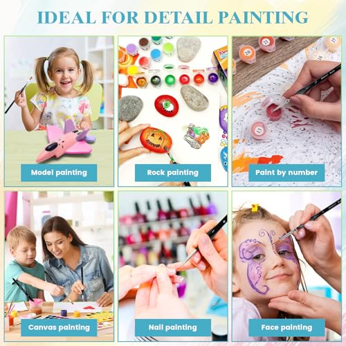 12pcs Miniature Paint Brushes Drybrush Set with Triangular Handles | Detail Paint Brushes for Acrylics, Watercolor, Figurines Model, Face Painting, Piant by Number Kit for Adults - color: Black