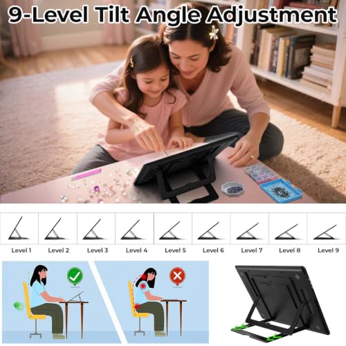 Heanolier Rechargeable A4 Light Board with Stand, 7100Lux Super Bright Magnetic Light Pad with Side Buttons, Wireless Light Box for Tracing, LED Light Table for Diamond Painting,Sketching,Drawing - size: A4 with Stand