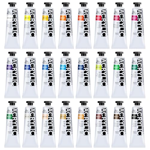 PHOENIX Heavy Body Acrylic Paint, 2 Oz. x 24 Tubes | Slow Drying Speed, Thick Art Paints, For Adults, Artists, Professionals - color: 24 x 2 Fl Oz