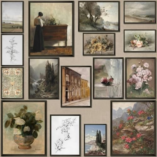 MAZUKO 16 Pcs Unframed Vintage Cottagecore Art - Posters for Room Aesthetic - color: Vintage Art 4