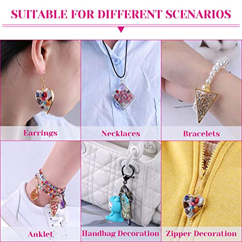 Shynek 60Pcs Hollow Frame Pendants - Resin Craft Bezels Jewelry Molds for Necklaces and Earrings Making Supplies