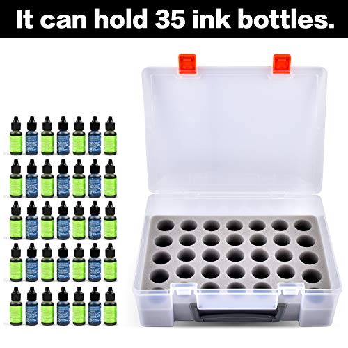 FULLCASE Alcohol Ink Storage Case, 35-Bottle Paint Organizer | Portable Case Holds 35 Small Ink or Paint Bottles for Artists, Tattoo Supplies, Crafts, Classes and Travel, Box Only