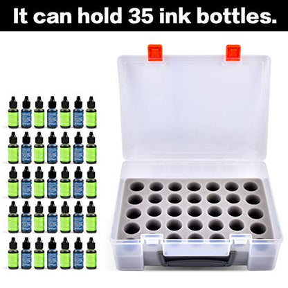 FULLCASE Alcohol Ink Storage Case, 35-Bottle Paint Organizer | Portable Case Holds 35 Small Ink or Paint Bottles for Artists, Tattoo Supplies, Crafts, Classes and Travel, Box Only