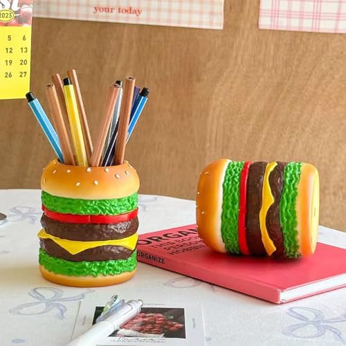 Hamburger Pencil Holder Cute Pen Holder for Desk, Stand Makeup Brush Holder, Decorative Organizer for Home Office School