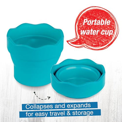 Faber-Castell Collapsible Water Cup Green | Scalloped Brush Holder | 12 Oz Capacity | For Painting | Pack of 6 - size: 1 Count (Pack of 6), style: French