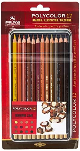 KOH-I-NOOR Polycolor Brown Line Artist's Coloured Pencils (Set of 12)