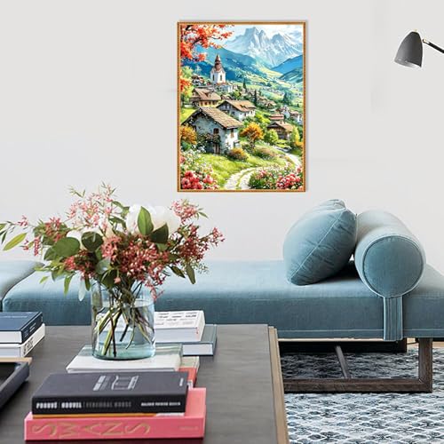 Ycydilirab Landscape Paint by Numbers for Adults-Paint by Number Scenery,DIY Acrylic Paint by Numbers Kits on Canvas Village Drawing Colorful Paintworks Artwork for Adults Beginner 16x20inch - color: Landscape C, size: 16x20in