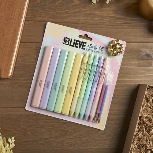 BLIEVE - Aesthetic Highlighters and Gel Pens With Soft Ink and Chisel Tip, Bible Highlighters and Pens No Bleed, Dry Fast Easy to Hold, for Bible Journaling Planner School Supplies (CANDY) - color: CANDY