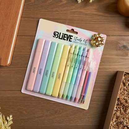 BLIEVE - Aesthetic Highlighters and Gel Pens With Soft Ink and Chisel Tip, Bible Highlighters and Pens No Bleed, Dry Fast Easy to Hold, for Bible Journaling Planner School Supplies (CANDY) - color: CANDY