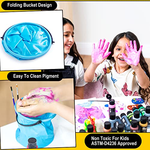JOYIN Washable Tempera Paint Set for Kids 42PCS, Non Toxic Liquid Paint with 15 Brushes and 4 Palettes - Art Supply for Kids for Arts and Crafts Project, Finger Painting (2 oz Each), School Project Art Supplies - size: 2 Fl Oz (Pack of 42)