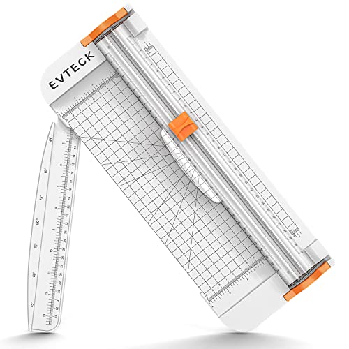 Evteck Paper Cutter 12 Inch Paper Trimmer Slider Crafting Scrapbooking Supplies for A4 Vinyl Photo Cardstock with Security Blade and Foldable Ruler - color: White