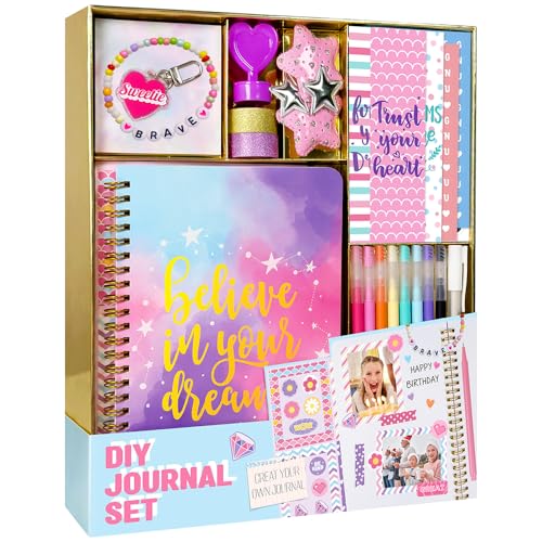 Nollh DlY Journal Kit for Girls Scrapbook Gifts for 8-12 Year Old Girl | 200+PCS Teen Tween Girl Gifts Trendy Stuff Stationery Set Art Crafts Kit 8 9 10 11 12 13 14 Year Old Girl Birthday Gift