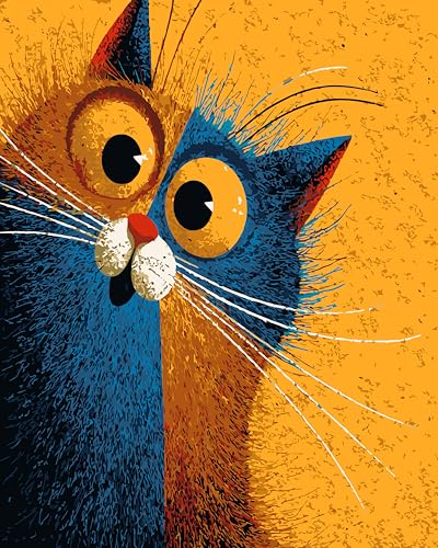 PSENIW Paint by Numbers Kit for Adults,Abstract Cat Gifts 16x20 inches | Animal Digital Painting For Home Wall Decoration And Gifts,Abstract Cat Frameless Beginner DIY Acrylic Watercolor - color: Black