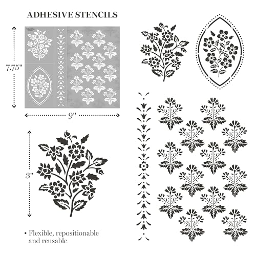Martha Stewart, Vintage Florals Stencils, Stamps, and Tools Kit, 14 pc - style: Vintage Florals