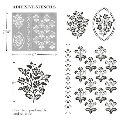 Martha Stewart, Vintage Florals Stencils, Stamps, and Tools Kit, 14 pc - style: Vintage Florals