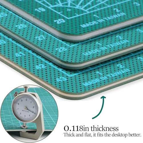 A4 Self Healing Cutting Mat, 12 x 8 in, Green | 5-Ply PVC, Anti-Slip Surface, Rotary Cutter Mat, For Paper Cutting, Sewing, Quilting, Leather Craft, Model Making - size: 11.8"L x 8.7"W