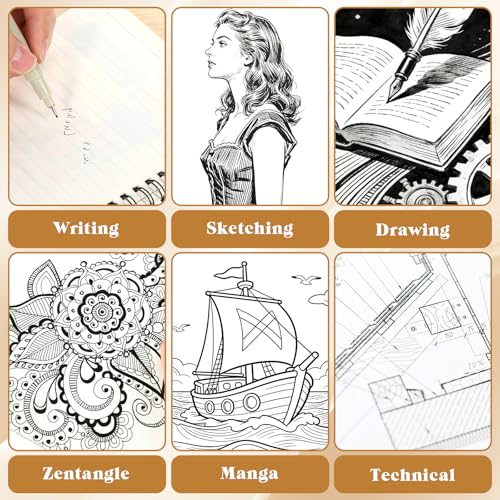 12 Pcs Fineliner Drawing Art Pens Black Waterproof Pigment Ink Set