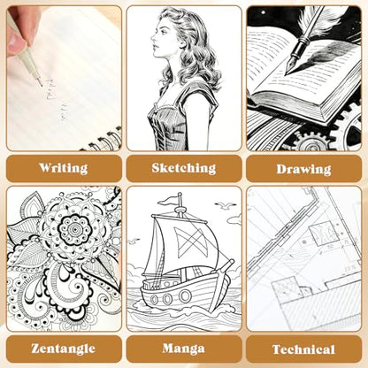 12 Pcs Fineliner Drawing Art Pens Black Waterproof Pigment Ink Set