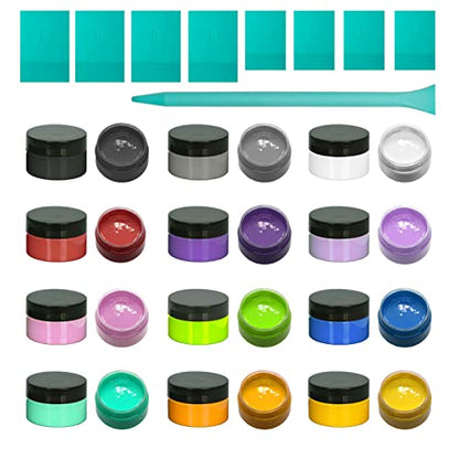 12-Color Chalk Paste with 9 Squeegees for Stencil Painting, Mesh Transfer - color: 12 colors Jars Chalk Paste