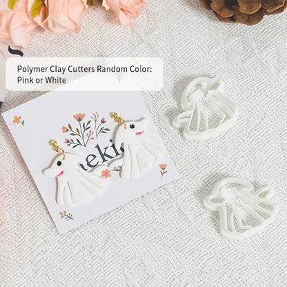 Xaekicr Halloween Ghost Dog Polymer Clay Cutters – Cute Clay Earring Cutters for DIY Jewelry Making, Polymer Clay Molds and Craft Tools, Set of 2 - color: H color