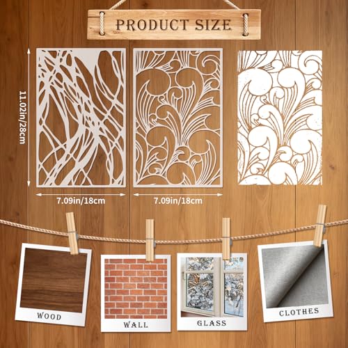 12Pcs Mixed Media Stencils for Painting,Reusable Abstract Texture Templates,Layering Spray Paint Stencils Kit for Wall Canvas Wood Card DIY Crafts Art