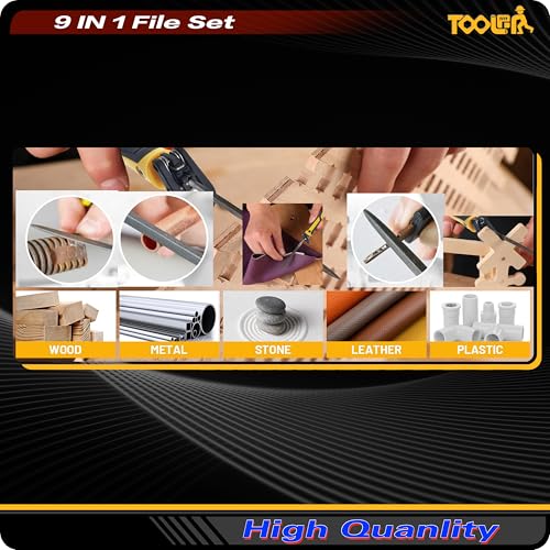 TOOLAN: 8-In-1 Needle File & Saw Set With Storage box, 6 pcs Small Diamond Files, for Metal, Jewlers, Wood, Leather and Plastic, Ergonomic Designed Handle With Quick Change Mechanism - color: 8-in-1 Needle File Set