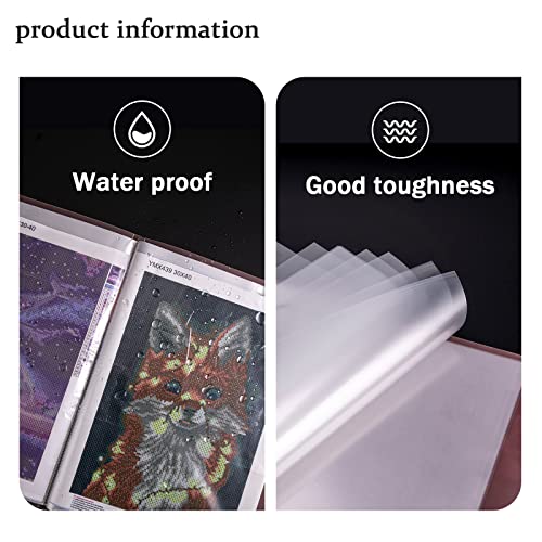Qunrwe A3 Diamond Painting Storage Book,Pink 40 Pages Art Portfolios Case - color: Pink-40 Sleeves