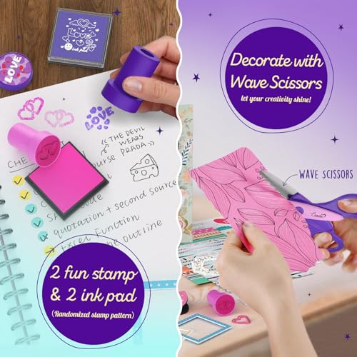 DIY Journal Kit for Girls Ages 8+, Stationery Set for Teen Tween Girl Gift | 2 Notebooks & 150+PCS, Arts and Crafts Kit, Scrapbook & diary kit, Birthday gifts for girls ages 8-14, Teen girl trendy stuff