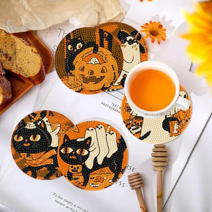 DOTSOPS 8 PCS Halloween Diamond Art Kits for Adults Diamond Art Coasters - color: Halloween