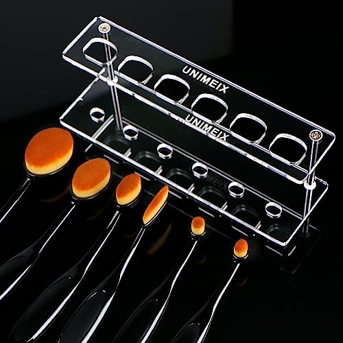 UNIMEIX 6 Pack Blending Brush for Card Making Crafting Ink Blender Brushes Set Tool Paper Background Brush Drawing - color: Brown, size: 6 Pack Brush with square holder