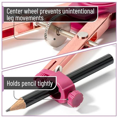 Mr. Pen- Metal Geometry Compass, Center-Wheel Design - color: Rose Gold