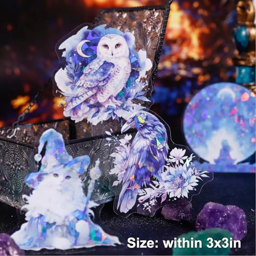 Magical PET Sticker Set, 60Pcs Fantasy Holographic Stickers for Scrapbooking, Journaling, DIY Crafts, and Collage Supplies - color: Magic Starry