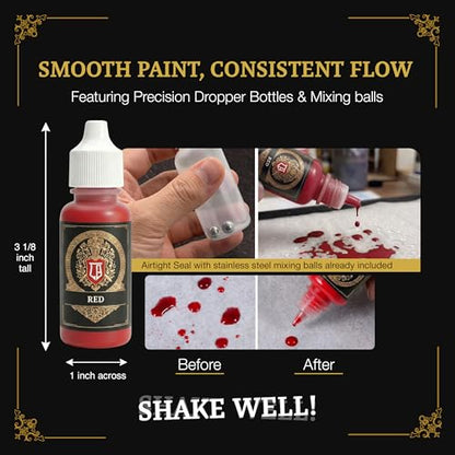 Ludus Bellum Miniature Paint Red Color 18ml Precision Dropper Bottle | Professional Acrylic Paint for Miniatures & Models, Provides Quality Acrylic Tones and Shades for Warhammer 40K D&D Figures - color: Red